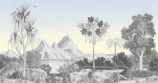 Monochrome Tropical Botanical Wall Mural