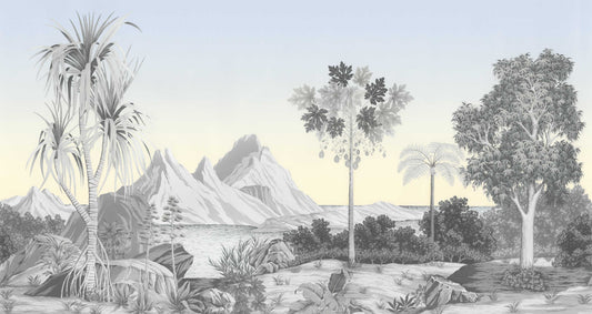 Monochrome Tropical Botanical Wall Mural