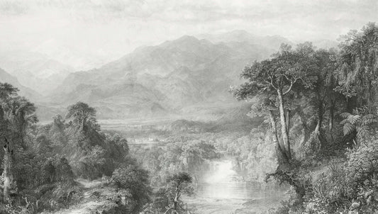 Vintage Black and White Landscape Wallpaper