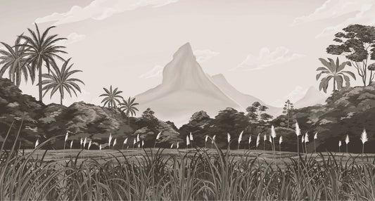 Monochrome Tropical Jungle Wall Mural