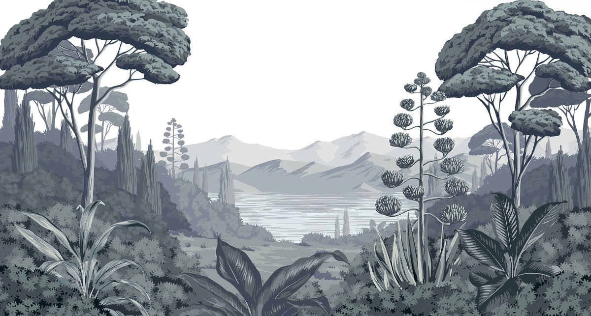Scenic Botanical Landscape Wall Mural in your room
