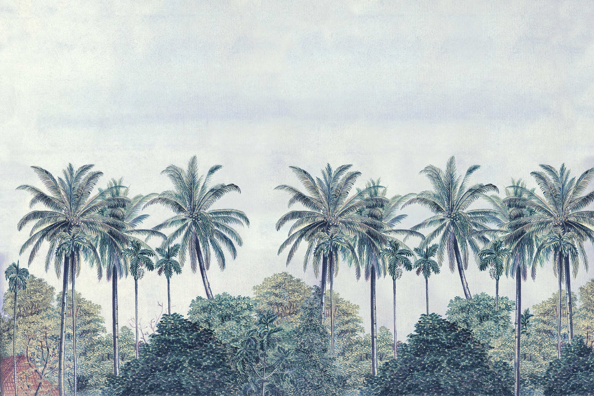 Vintage Tropical Palm Trees Wallpaper in your room