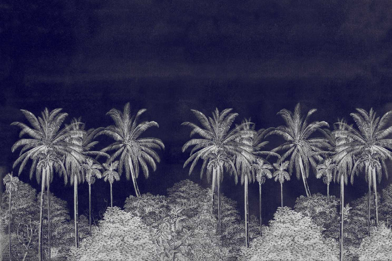 Monochrome Tropical Palm Tree Mural