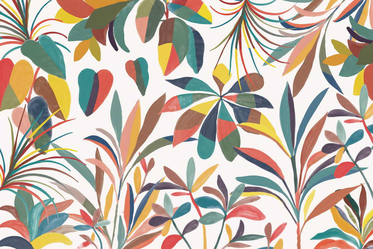 Vibrant Tropical Botanical Wallpaper in your room — zoomed