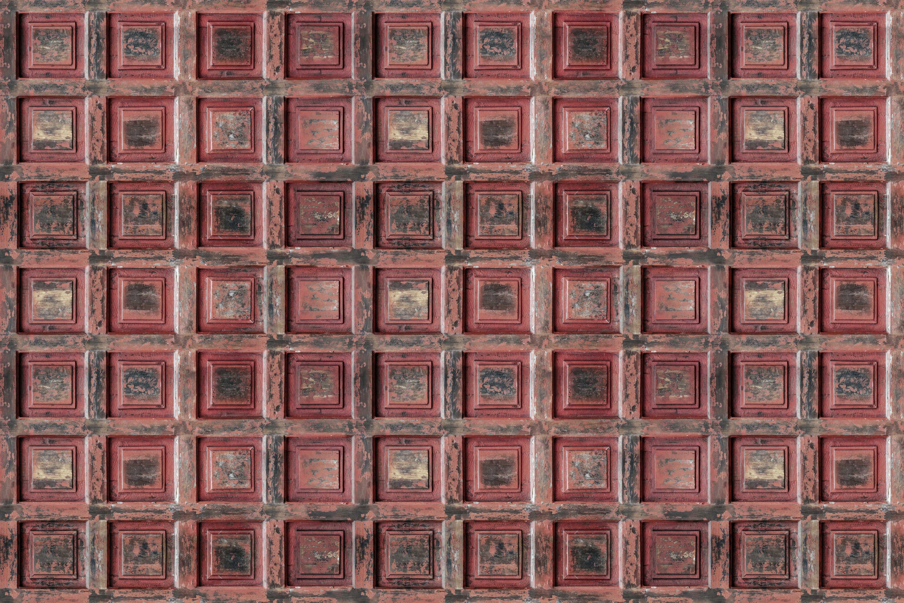 Rustic Distressed Red Wood Wallpaper in your room — zoomed