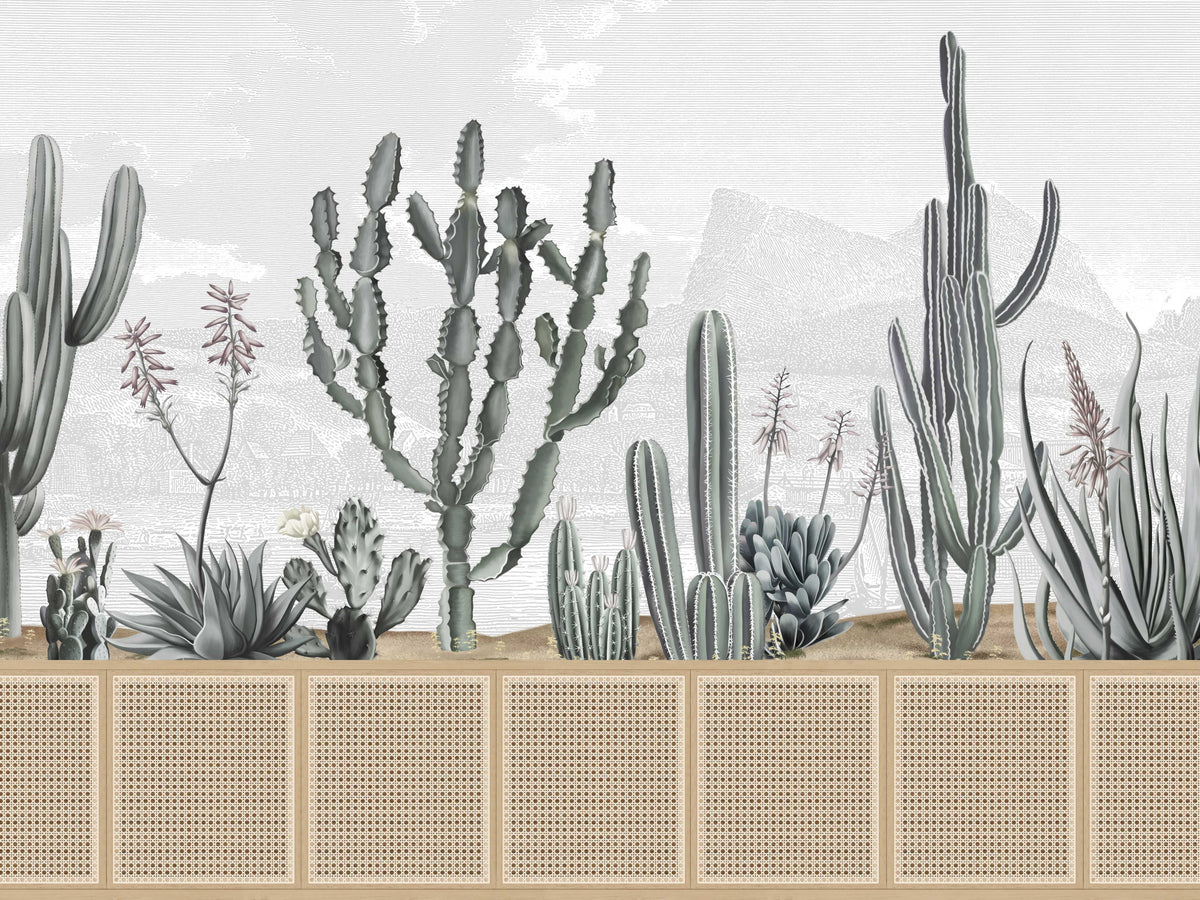 Boho Cactus Garden Wallpaper Mural in your room