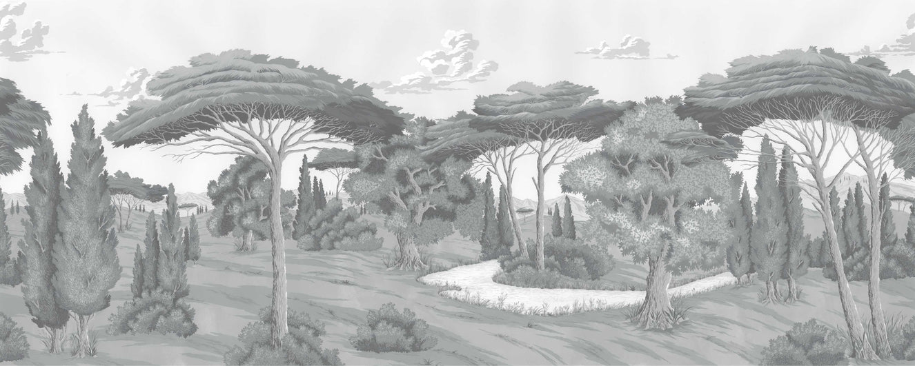 Monochrome Scenic Landscape Wall Mural