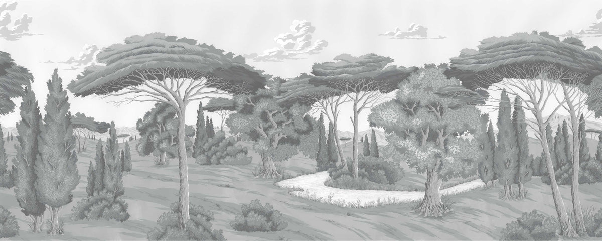 Monochrome Scenic Landscape Wall Mural in your room