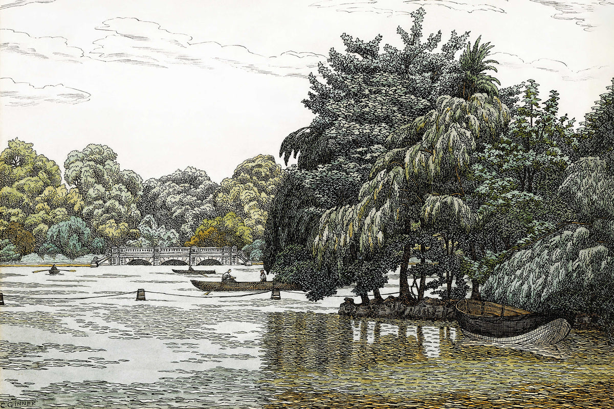 Vintage River Landscape Art Mural in your room