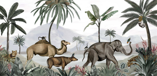Exotic Jungle Safari Animal Mural