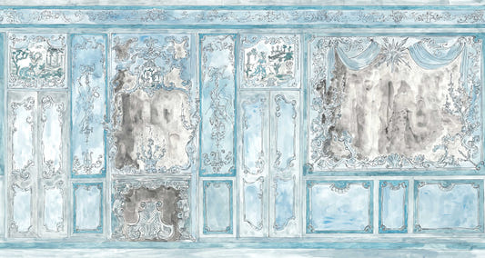Vintage Rococo Blue Wall Mural