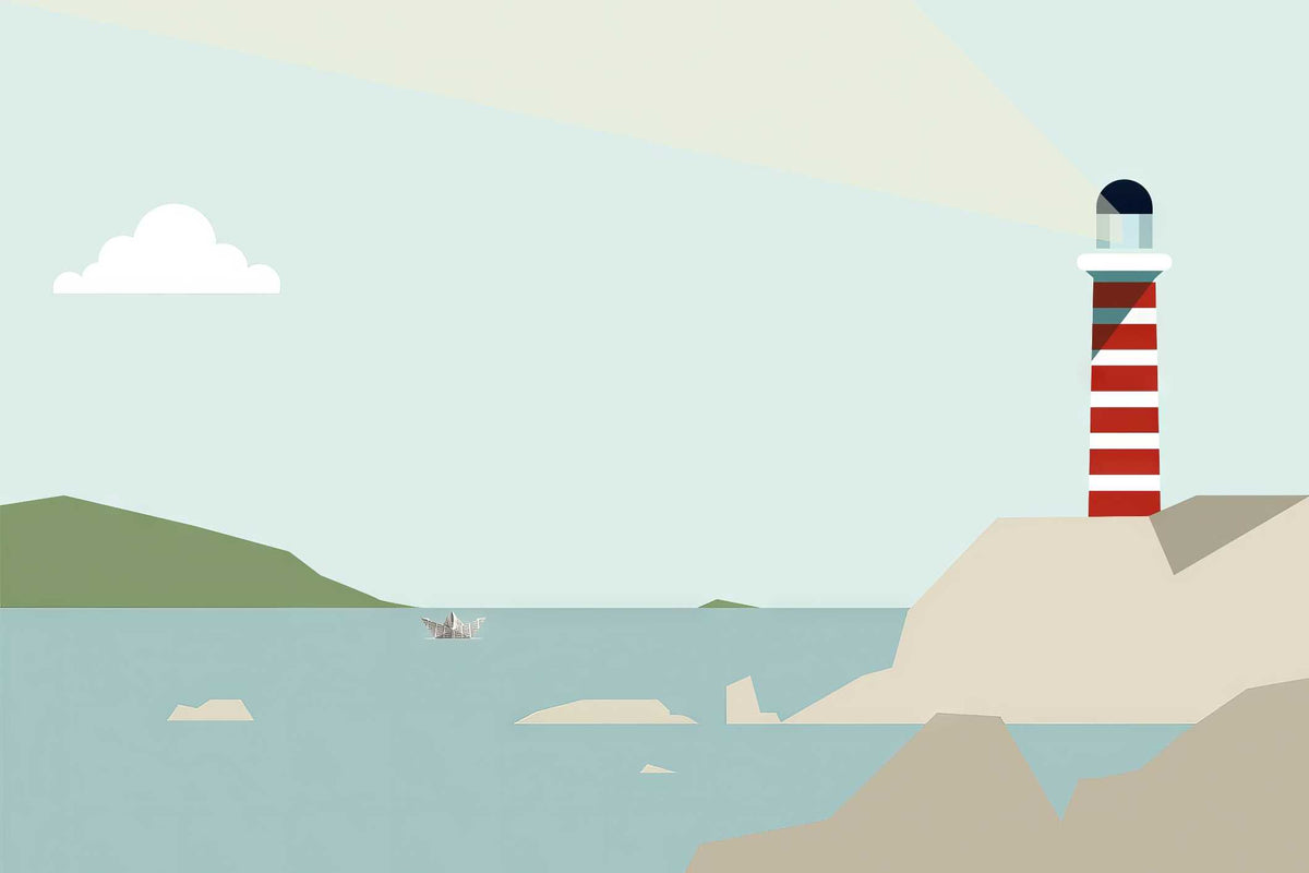 Minimalist Coastal Lighthouse Wallpaper