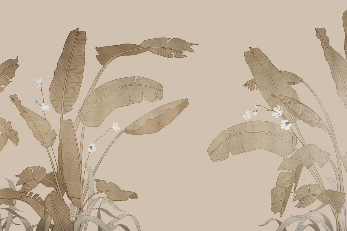 Tropical Banana Leaf Wallpaper Mural in your room — zoomed