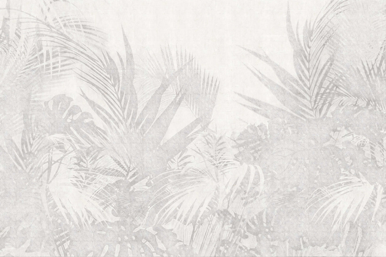 Monochrome Tropical Leaf Wallpaper