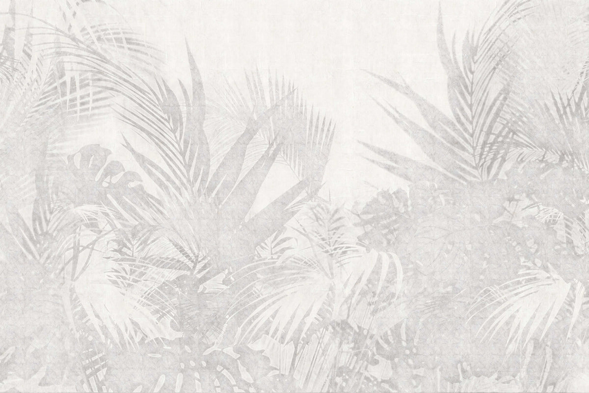 Monochrome Tropical Leaf Wallpaper in your room — zoomed