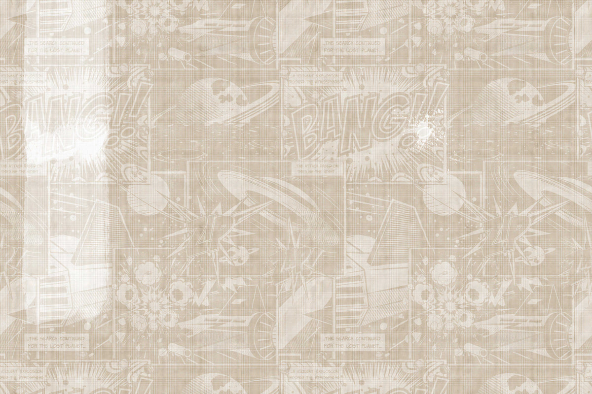 Vintage Comic Space Adventure Wallpaper in your room — zoomed