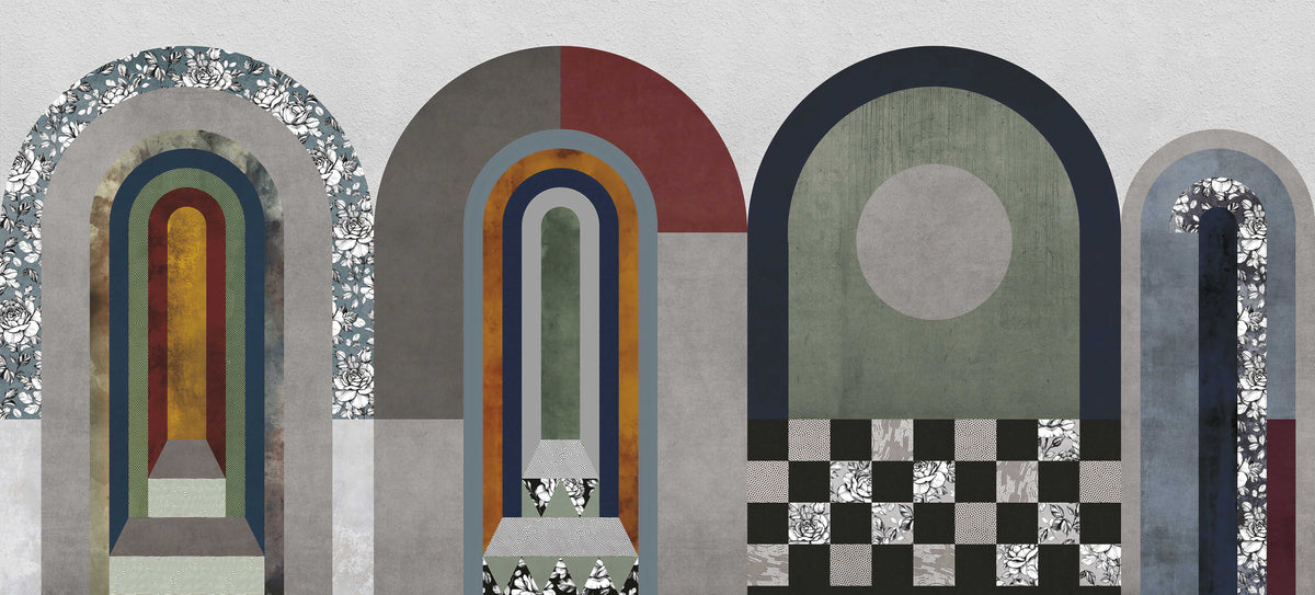 Abstract Geometric Arch Wall Mural in your room — zoomed
