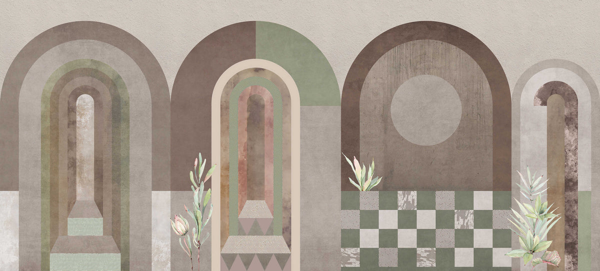 Modern Geometric Arch Wall Mural in your room — zoomed