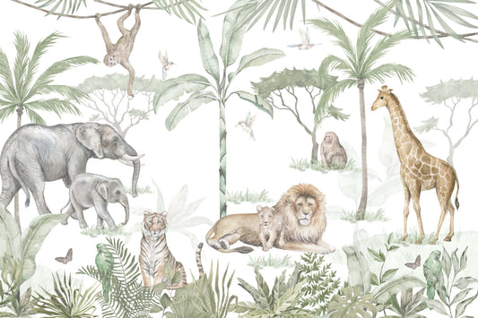 Watercolor Jungle Safari Wallpaper