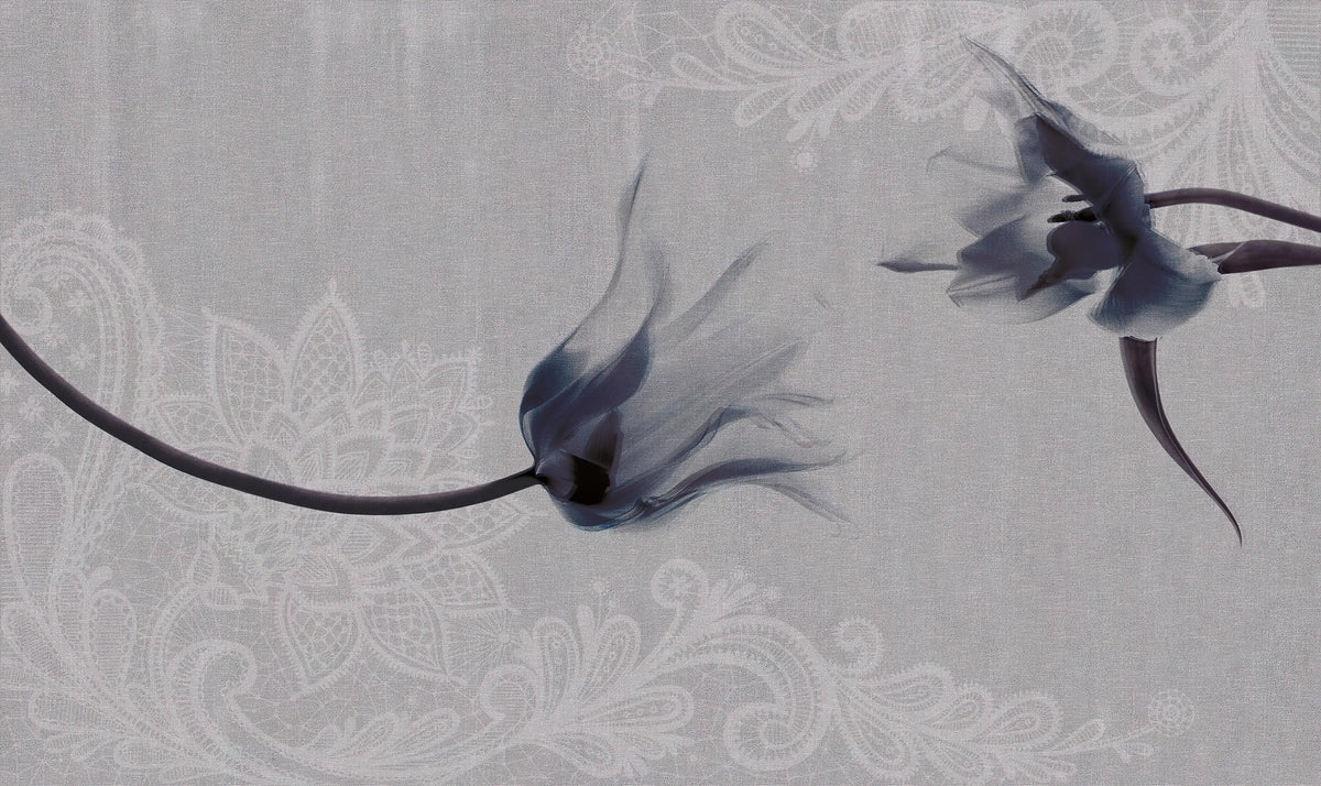 Elegant Dark Floral Wall Mural in your room — zoomed