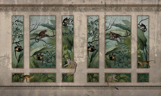 Vintage Jungle Monkey Wall Mural