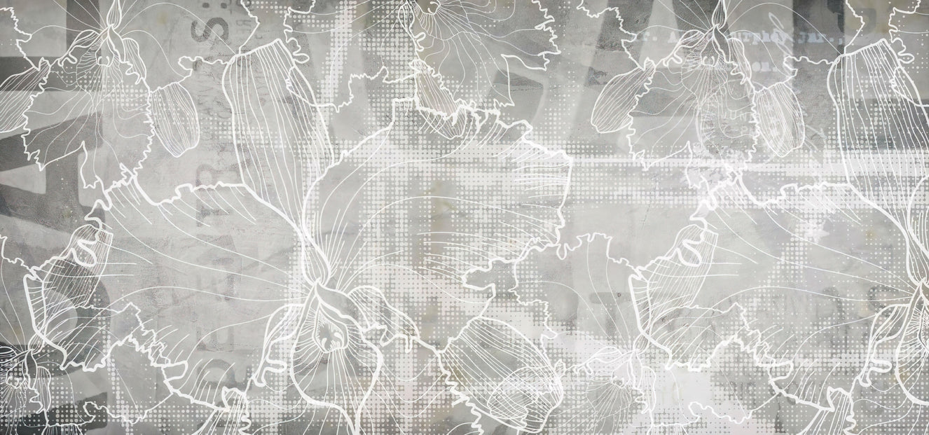 Abstract Monochrome Floral Wall Mural