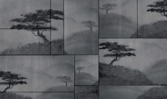 Misty Ink Wash Landscape Mural