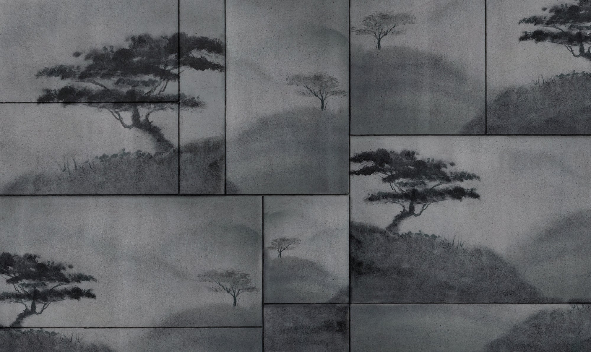 Misty Ink Wash Landscape Mural