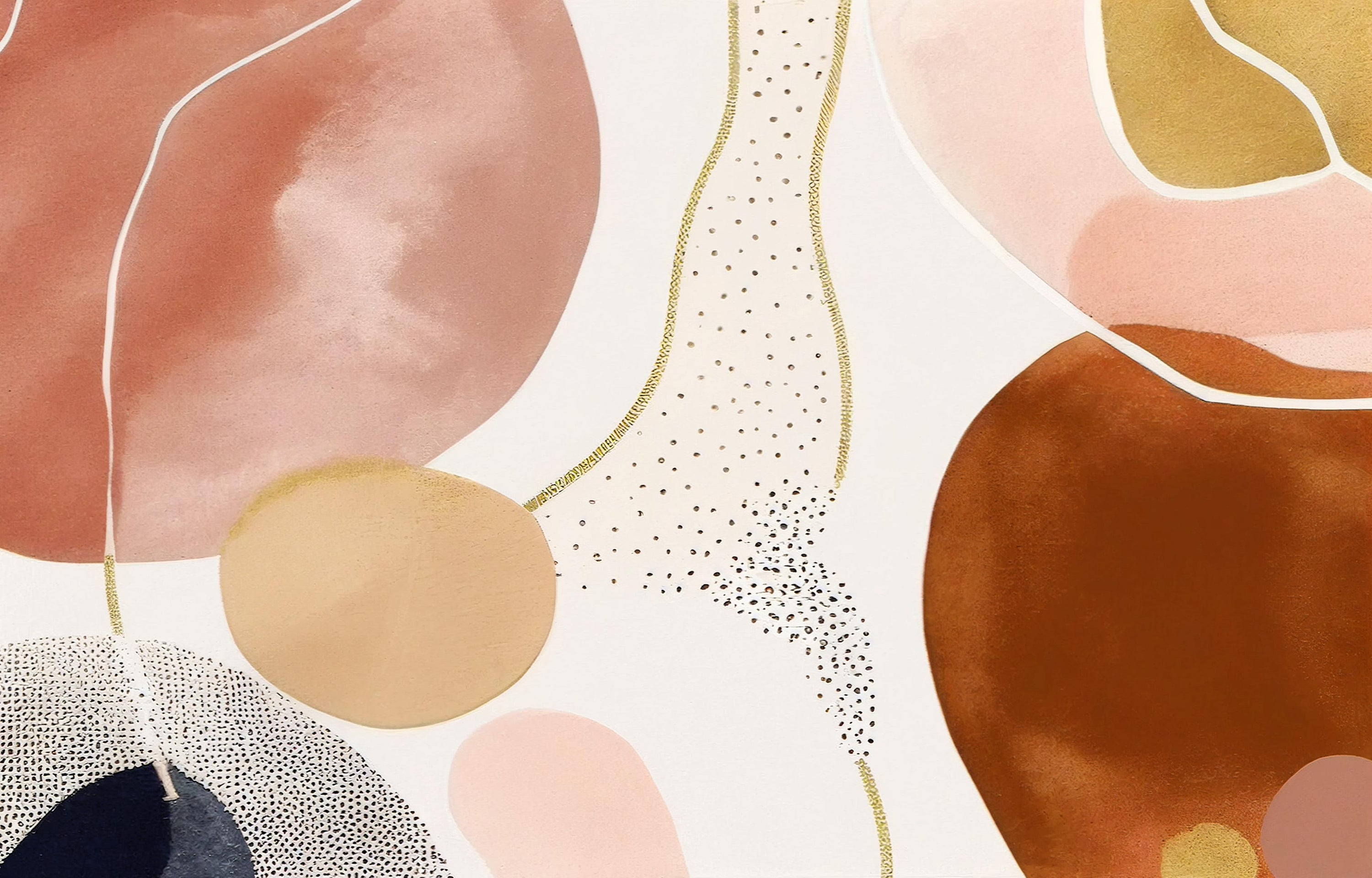 Abstract Gold and Pink Artistic Wall Mural in your room — zoomed