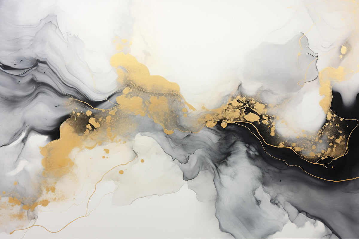 Luxurious Black and Gold Abstract Marble Wallpaper in your room