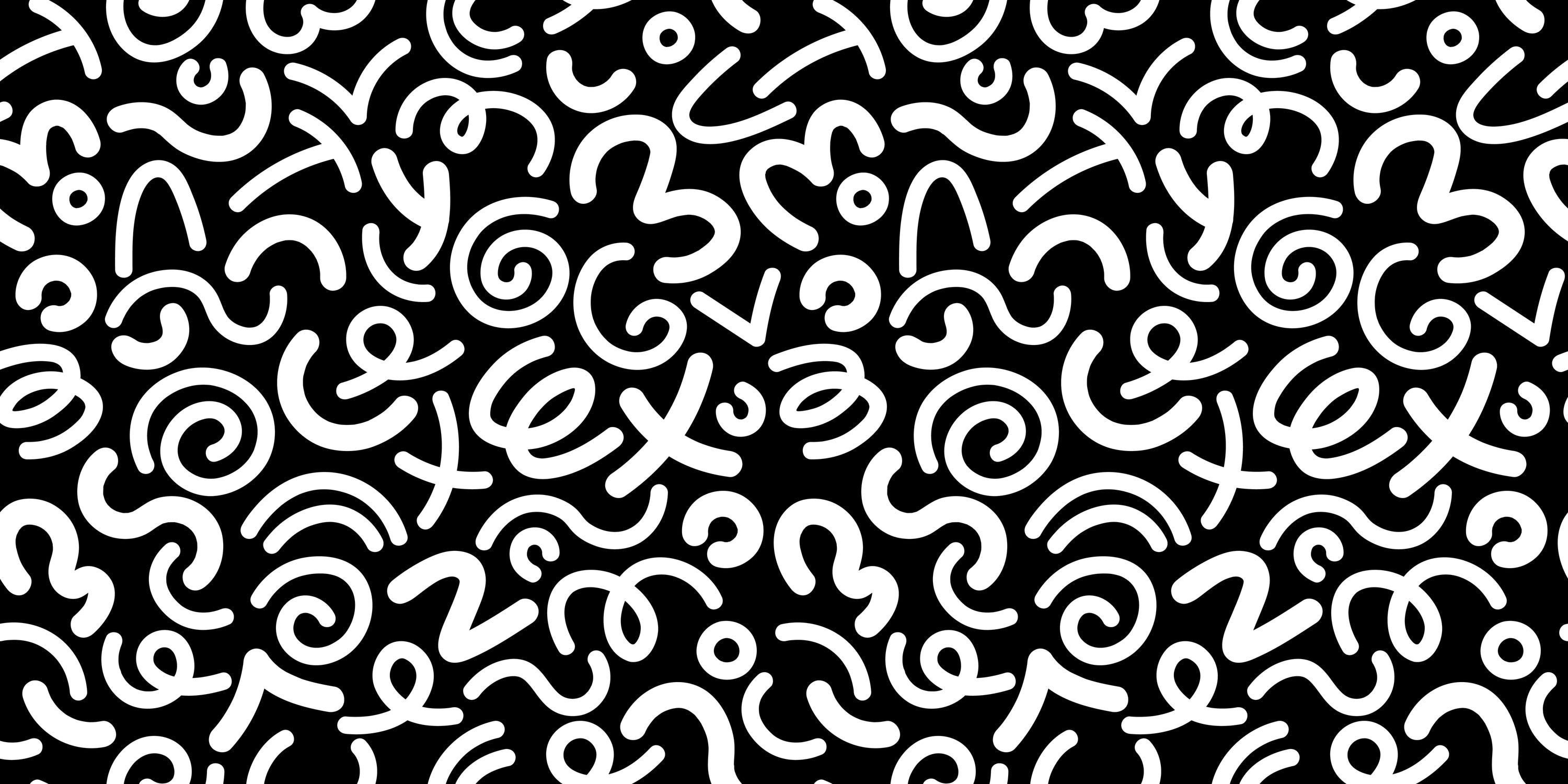 Black and White Abstract Wallpaper - Doodle Squiggle Pattern in your room — zoomed