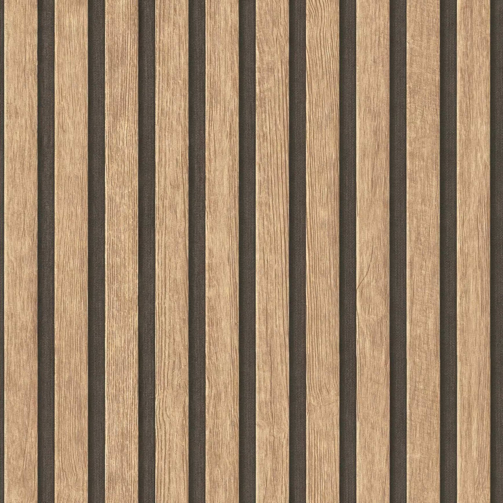 Beige Brown Wood Panel Wallpaper