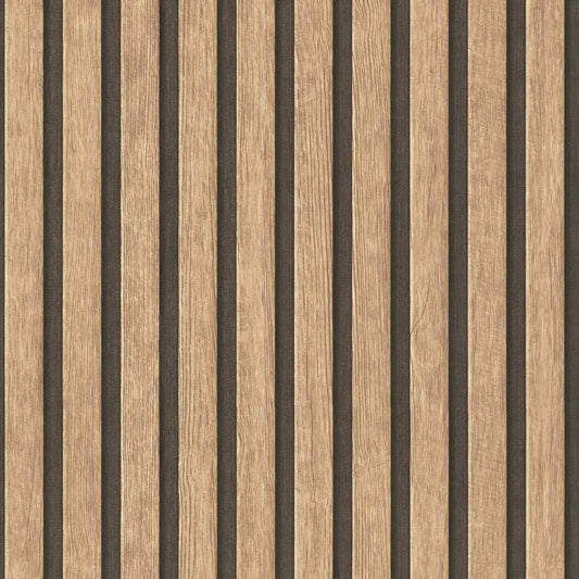 Beige Brown Wood Panel Wallpaper