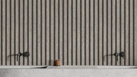 Gray vertical striped wood wallpaper for modern interiors
