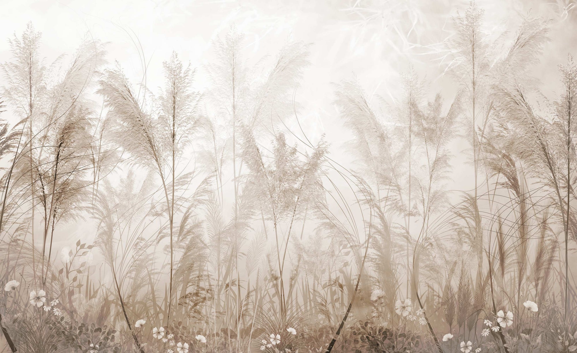 Elegant Pampas Grass Wall Mural
