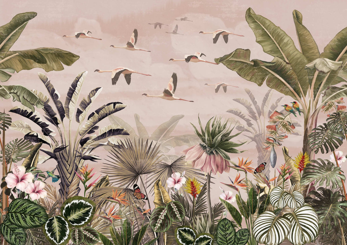 Vintage Tropical Jungle Wall Mural in your room