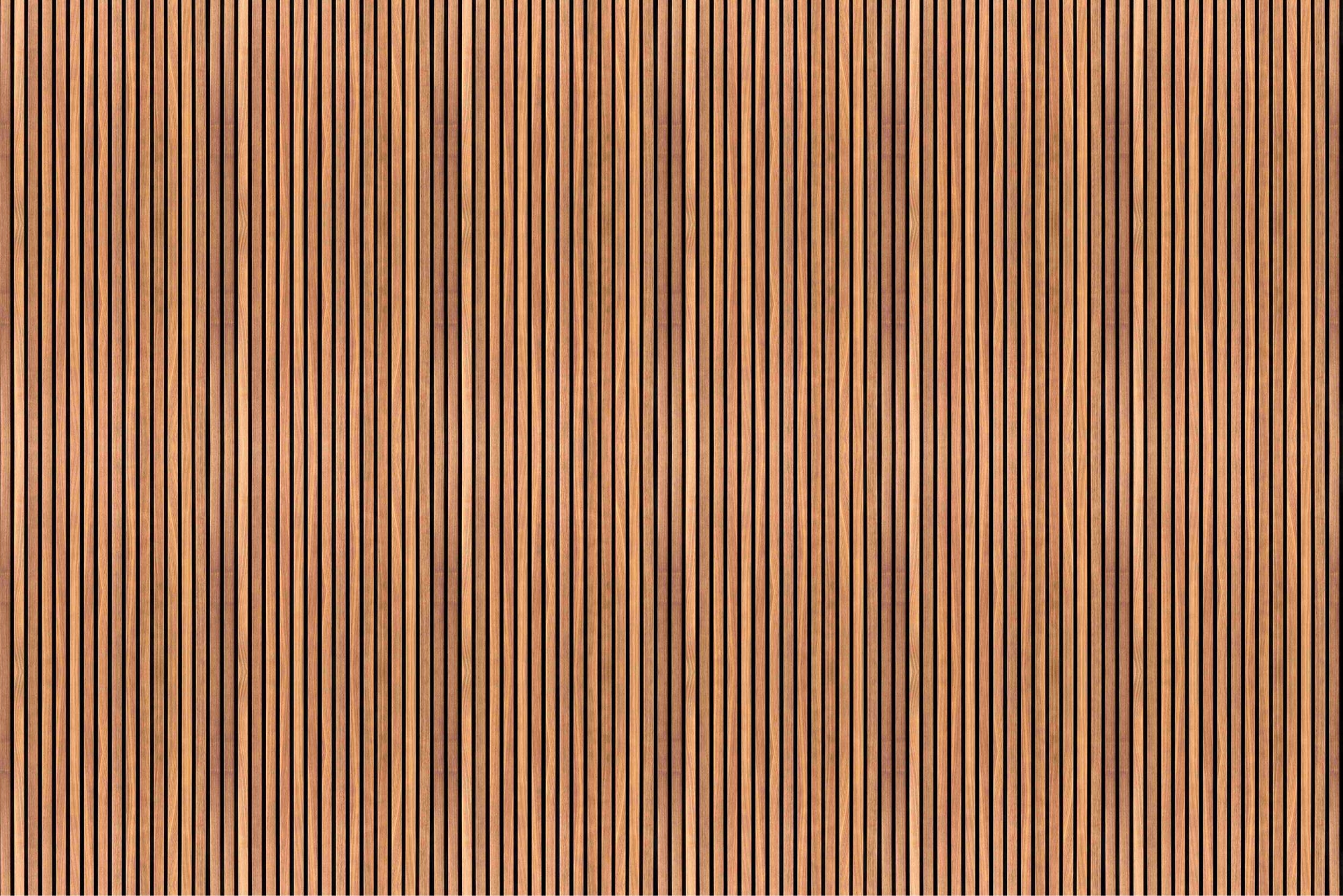 Realistic 3D Wood Slat Wall Mural