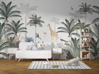 Jungle animals and plants wall mural
