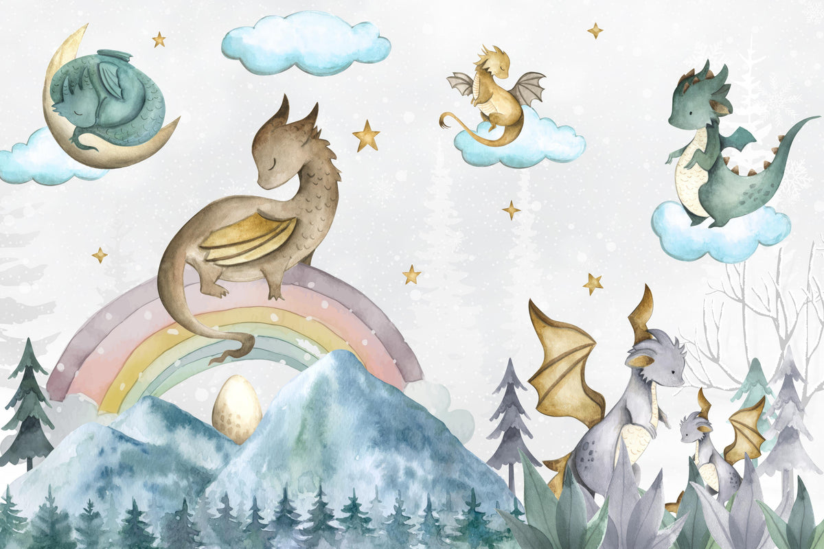 Mystical Dragon Wallpaper Mural in your room — zoomed