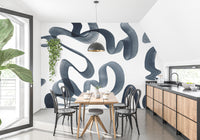 Watercolor Blue Swirls Wallpaper Mural - Giffywalls