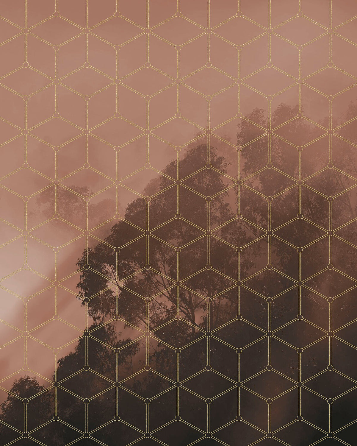 Golden Grid Forest Wallpaper Mural in your room