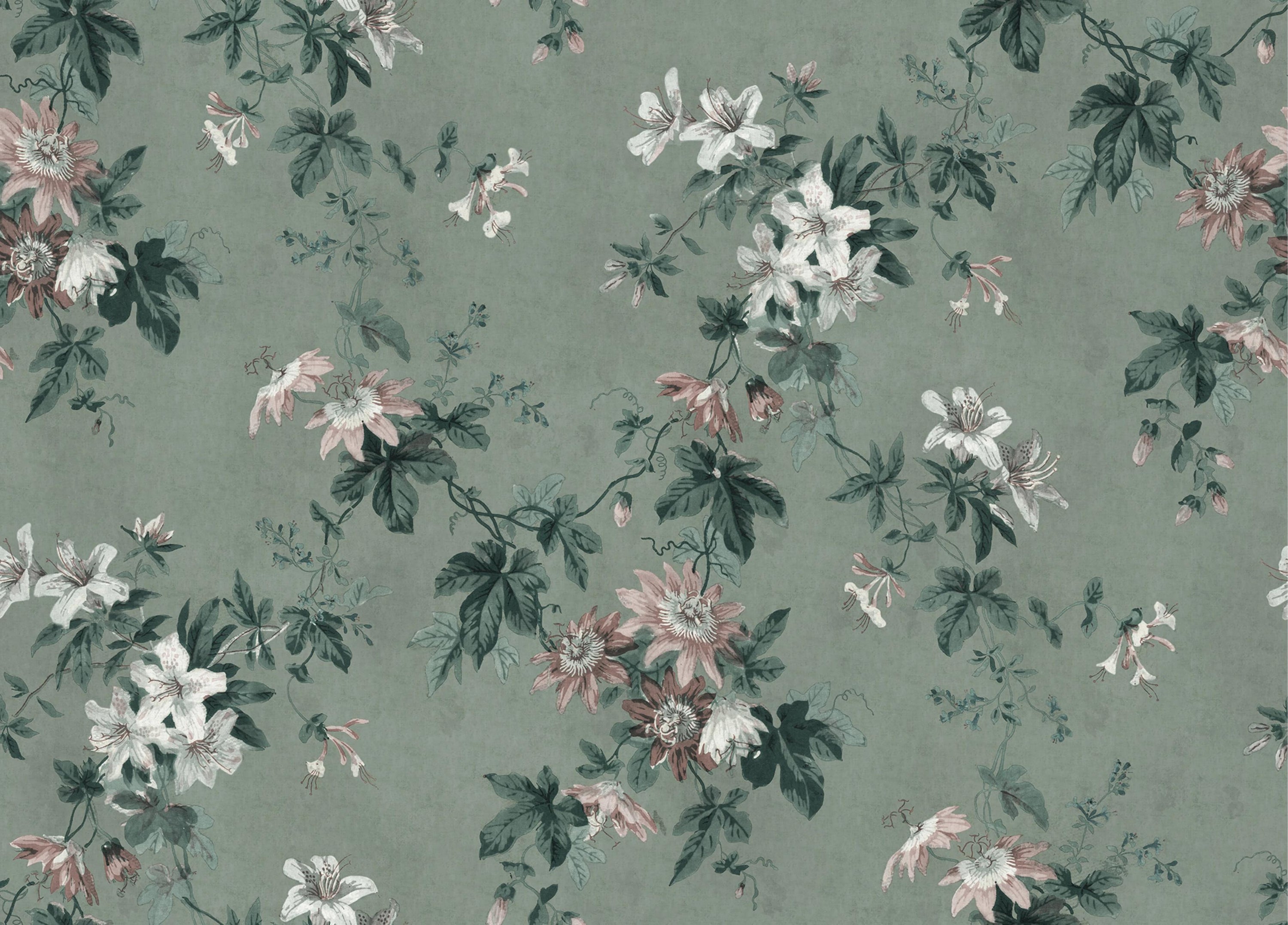 Green Chinoiserie Wallpaper in your room — zoomed