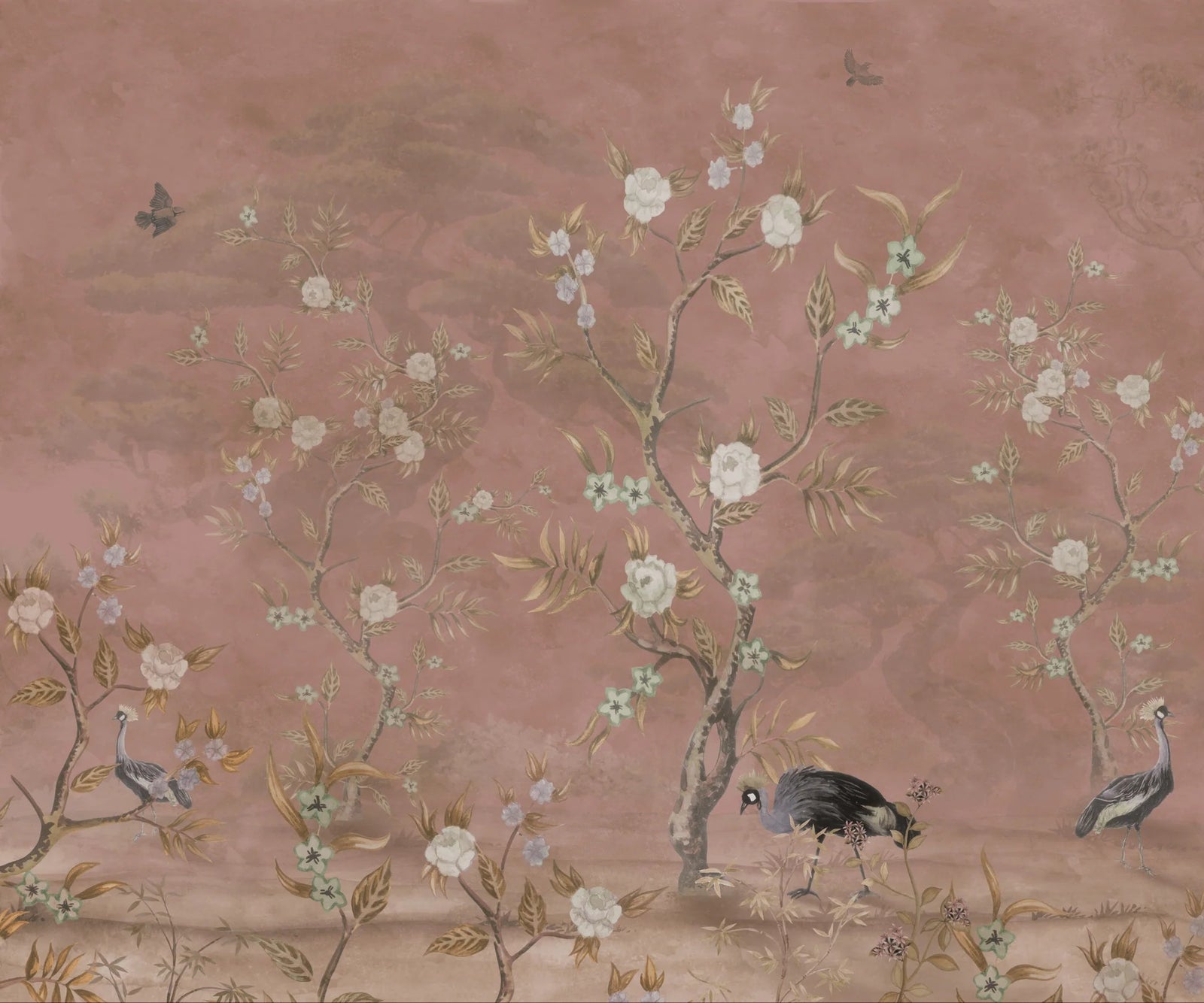 Brown Chinoiserie Wallpaper