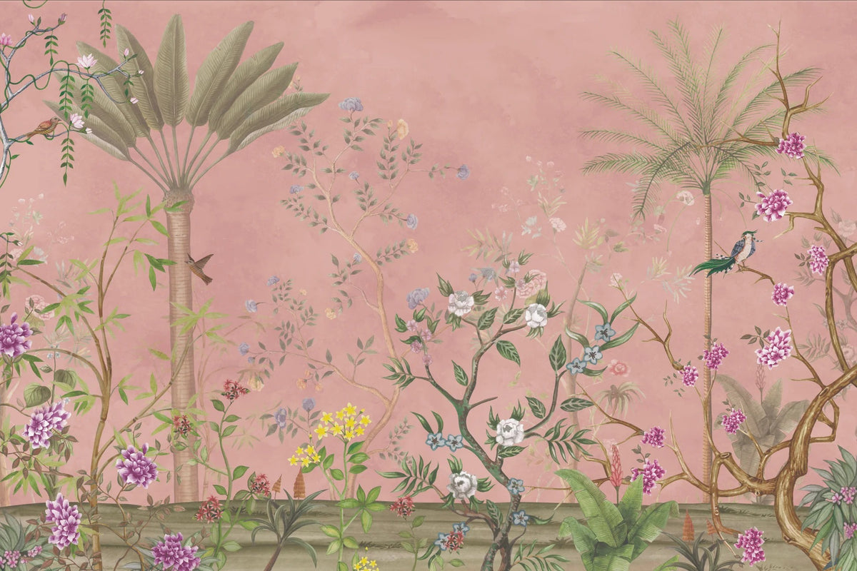 Colourful Flower Garden Wallpaper Mural in your room — zoomed
