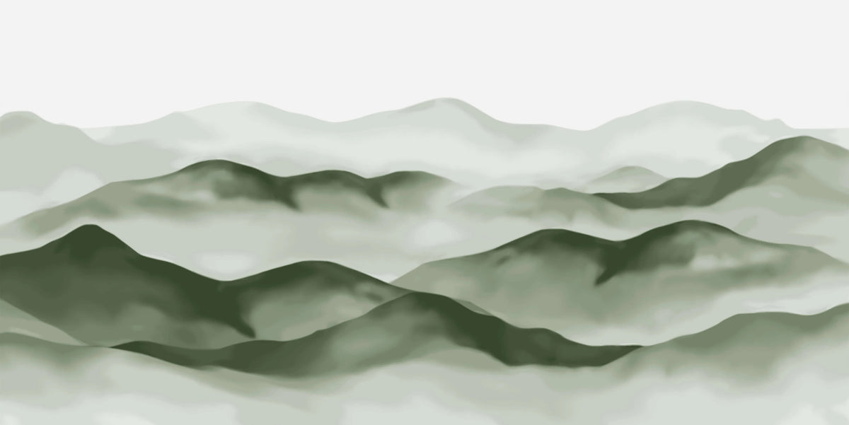 Watercolor Green Mountain Wallpaper in your room