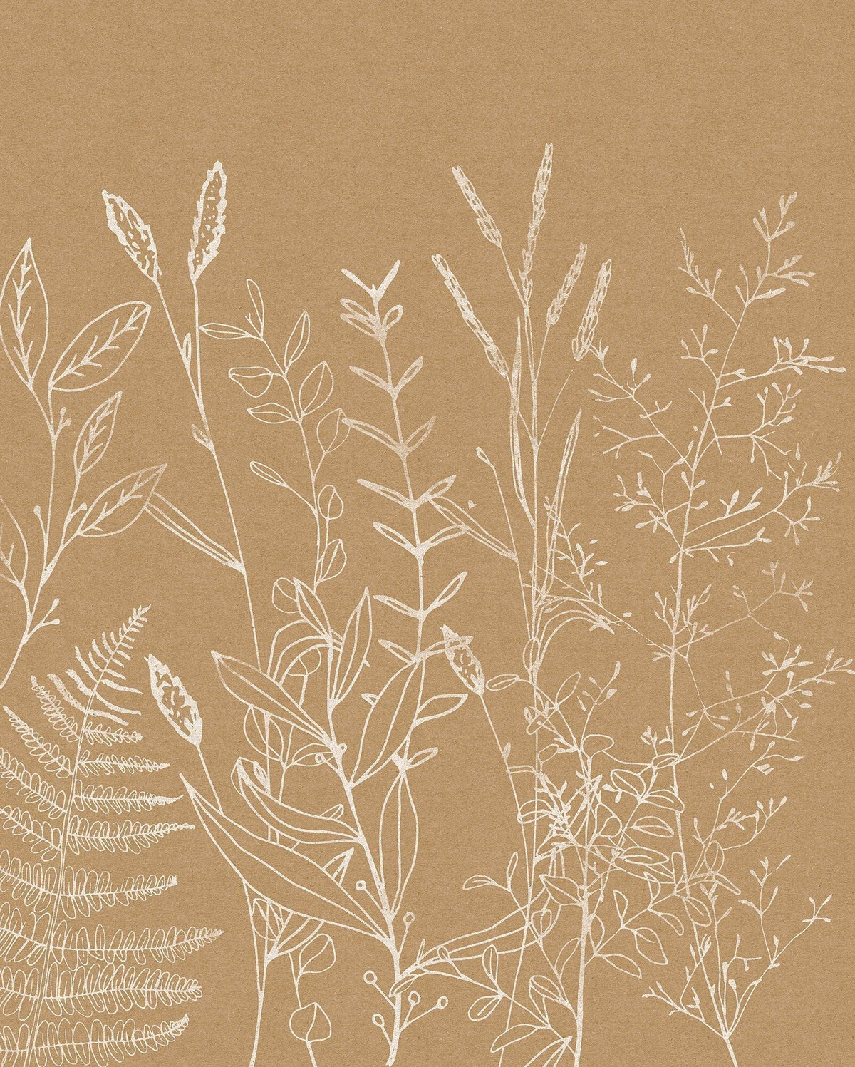 Beige Herbs Garden Wallpaper in your room — zoomed
