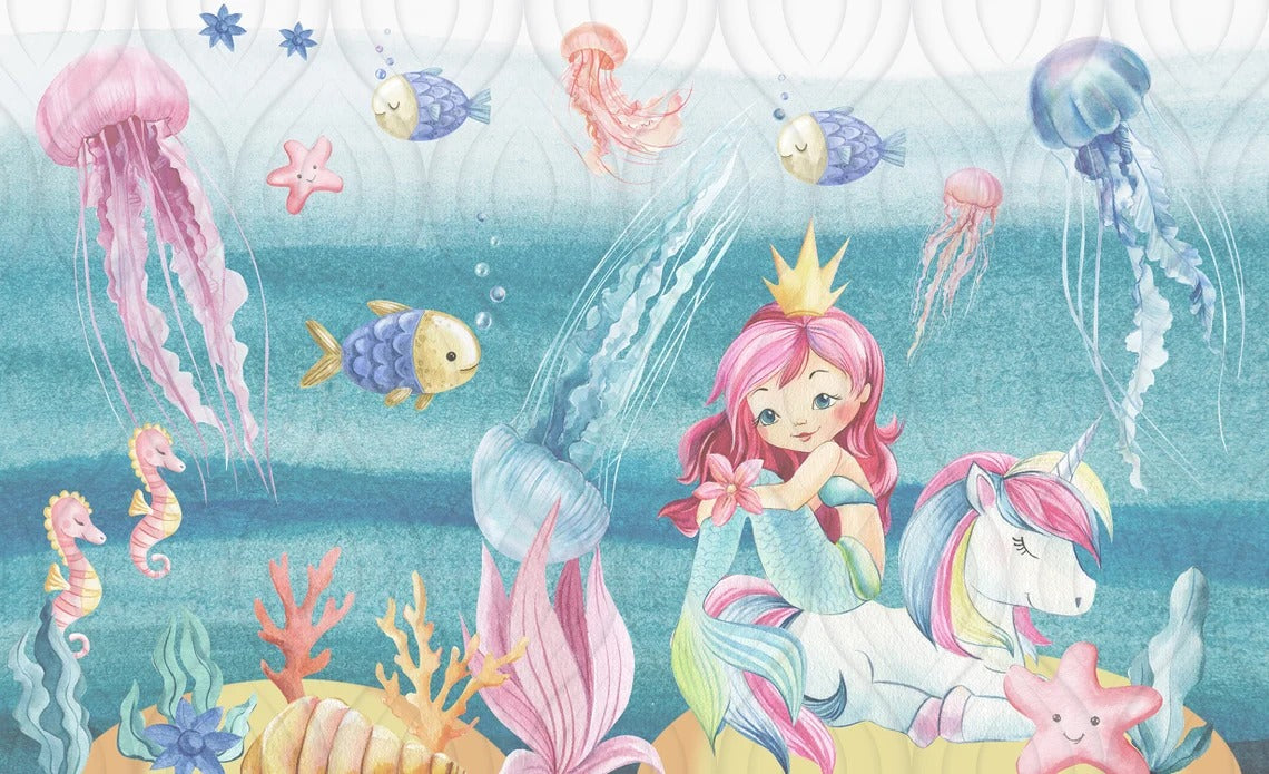 Magical Mermaid Girls Room Wallpaper
