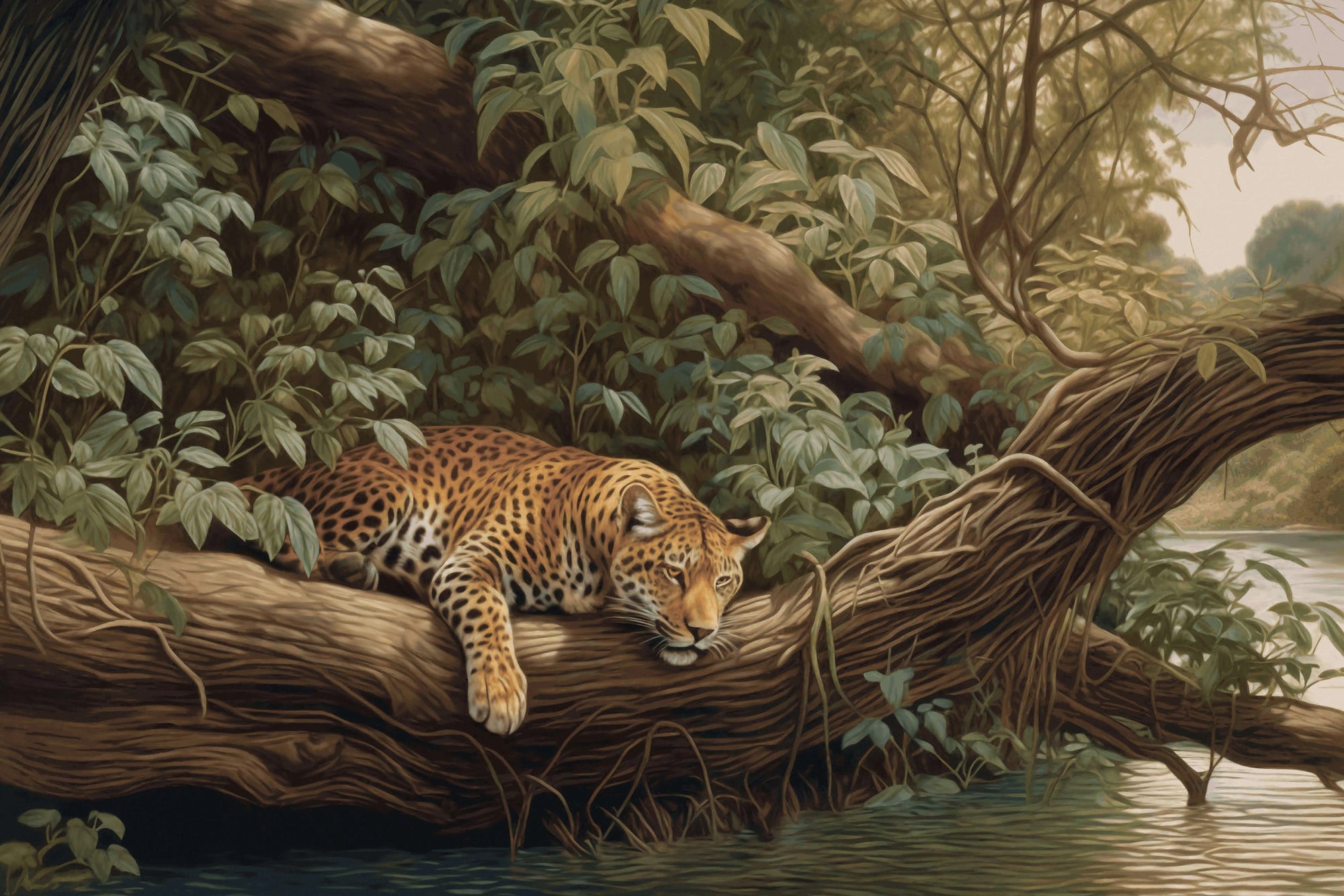 Green Jungle Leopard Wallpaper