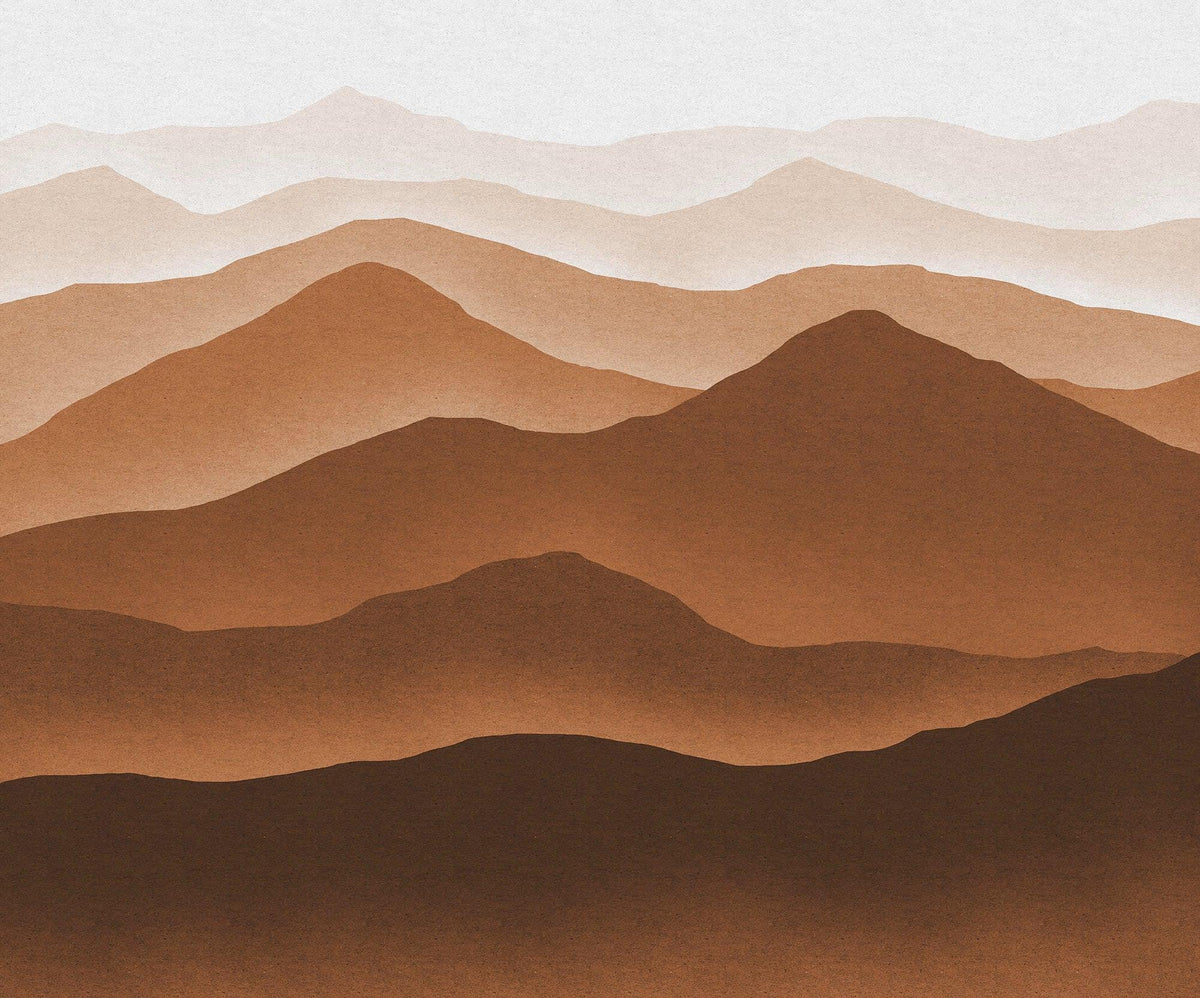 Mocha Mousse Watercolor Mountain Wallpaper in your room — zoomed