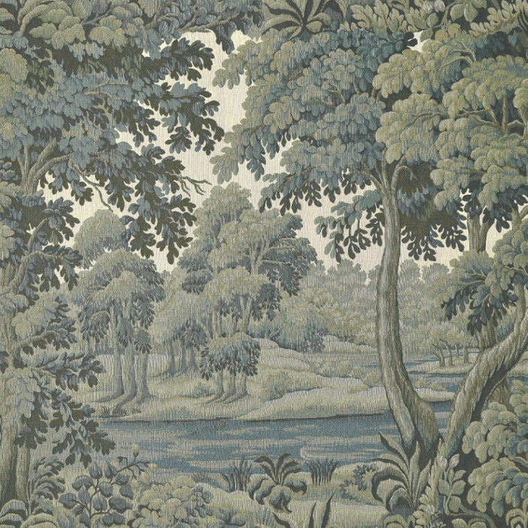Vintage Green Jungle Wall Mural in your room — zoomed